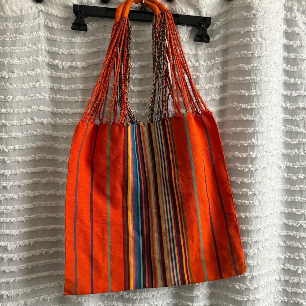 Cheerful Market Bag 16”w X 15” (about 24” including the handle) Orange - Picture 1 of 7